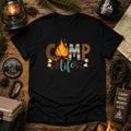 Camp Life T‑Shirt — Retro Serape Campfire Shirt with ‘Camp Life’ Text